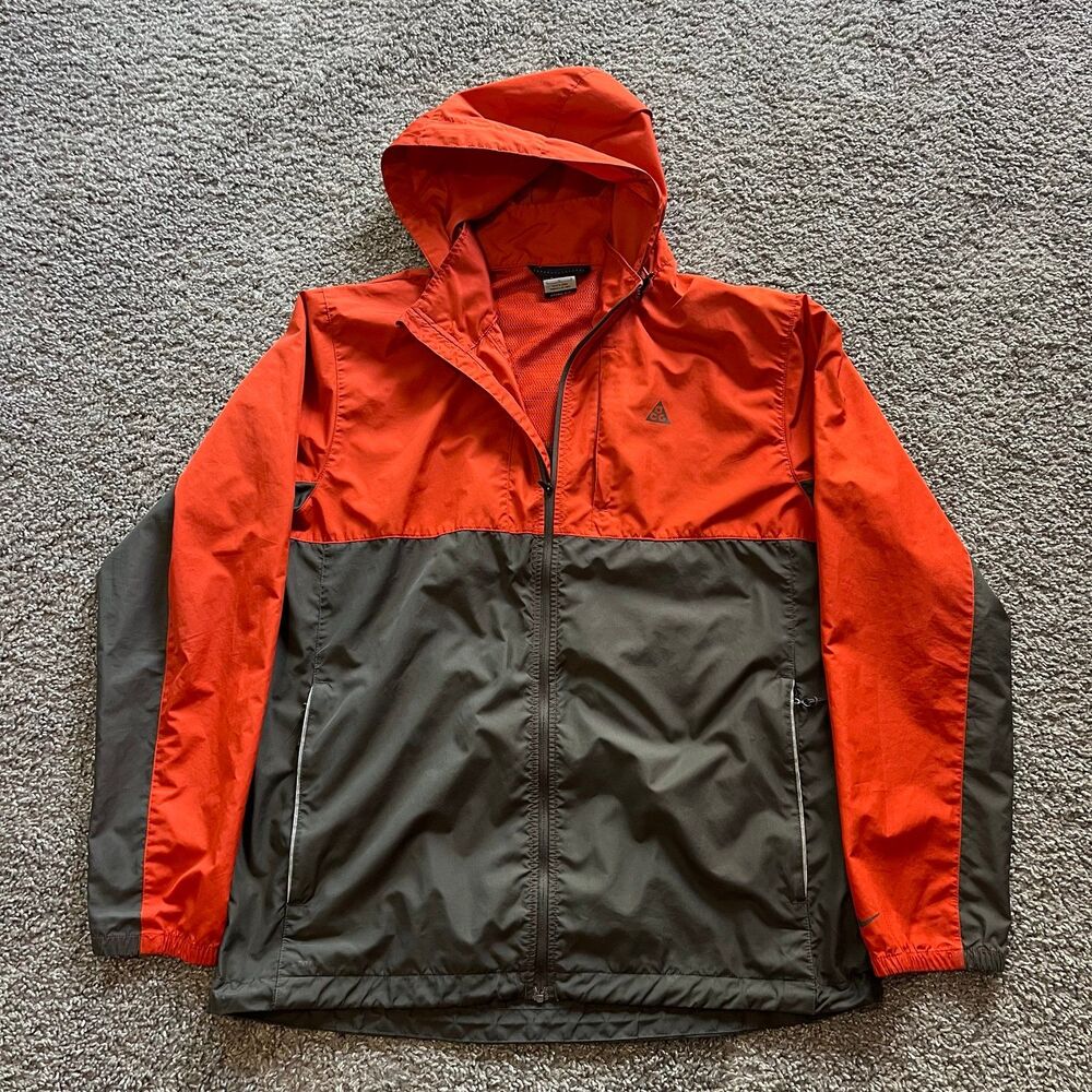 Vintage Nike ACG Storm Fit Jacket Anorak Windbreaker Orange Grey Mens Large Y2K